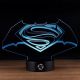 Beling 3D lámpa, Batnam vs Superman logo , 7 színű S498