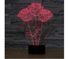 Beling 3D lámpa, Rózsacsokor, 7 színű S117
