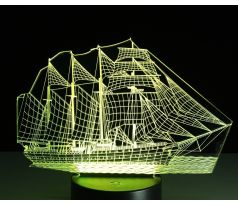 Beling 3D lámpa, Hajó-vitorlás, 7 színű S147