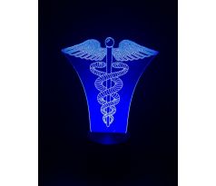 Beling 3D lámpa,  Caduceus medical jelkép, 7 színű S166