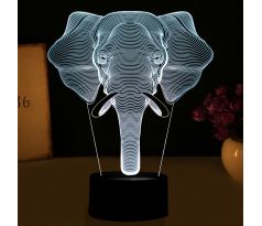 Beling 3D lámpa, Elefántfej, 7 színű S20