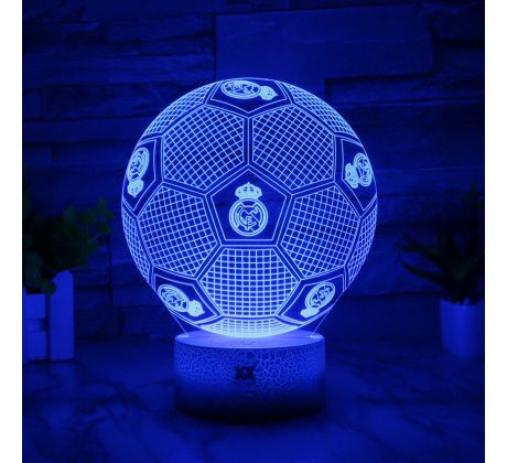 Beling 3D lámpa, Labda Real Madrid logóval, 7 színű S200