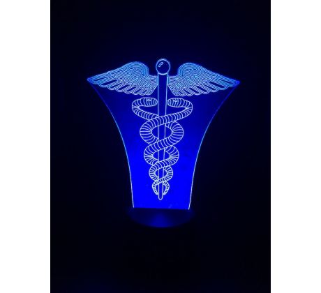 Beling 3D lámpa, Caduceus medical jel, 7 színű S251