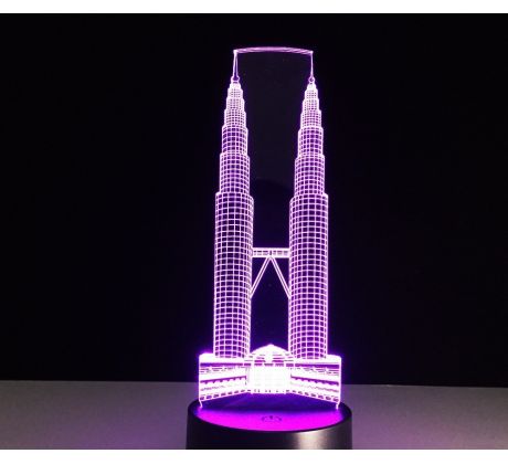 Beling 3D lámpa, Petronas tower-felhőkarcolók, 7 színű S279