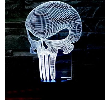 Beling 3D lámpa, Punisher-koponya, 7 színű S299