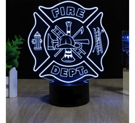 Beling 3D lámpa, Tűzoltó logó, 7 színű S330