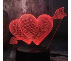 Beling 3D lámpa, Átszúrt szív, 7 színű S368