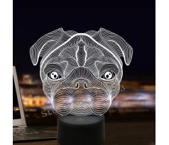 Beling 3D lámpa, Pug Dog, 7 színű S413