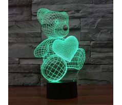 Beling 3D lámpa, Teddi maci, 7 színű S55
