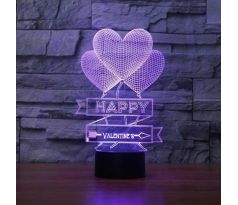 Beling 3D lámpa, Boldog Valentint, 7 színű S59