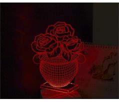 Beling 3D lámpa, Rózsa, 7 színű S60