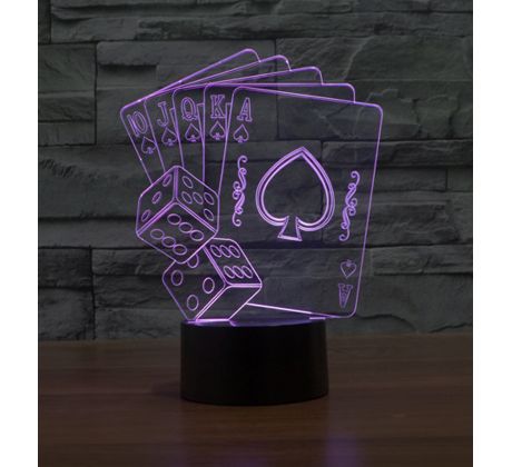 Beling 3D lámpa, Kártyák, 7 színű S90