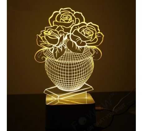 Beling 3D lámpa, Rózsák, 7 színű S364